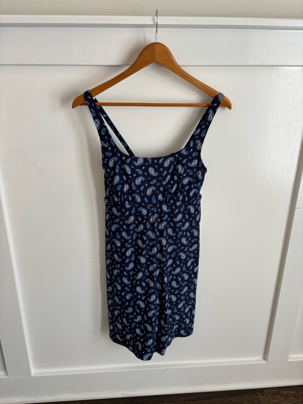 Lands' End Navy Paisley Athleisure Sport Dress/Swimdress, Sz 8